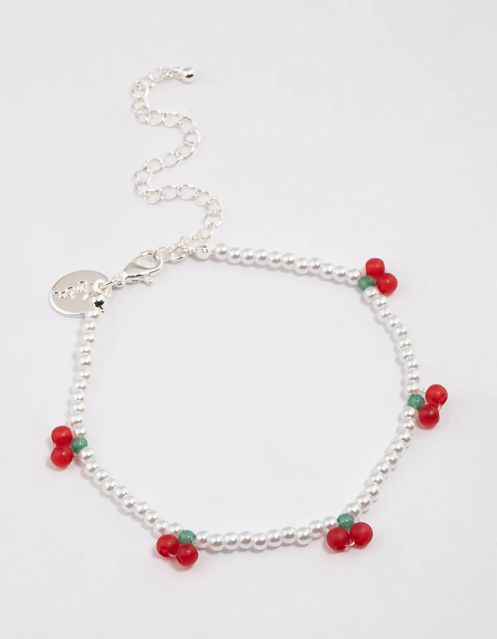 Beaded Cherry Pendant Stretch Bracelet - Image 2