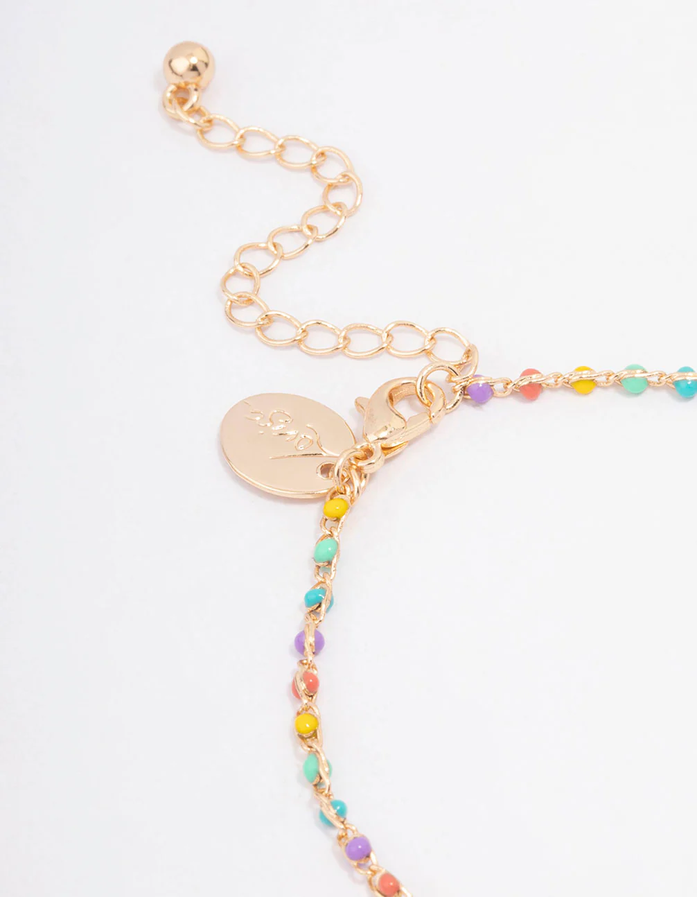 Rainbow Beaded Evil Eye Chain Bracelet - Image 3