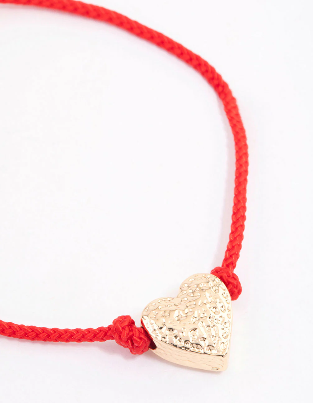 Fabric Textured Heart Pendant Rope Bracelet - Image 2