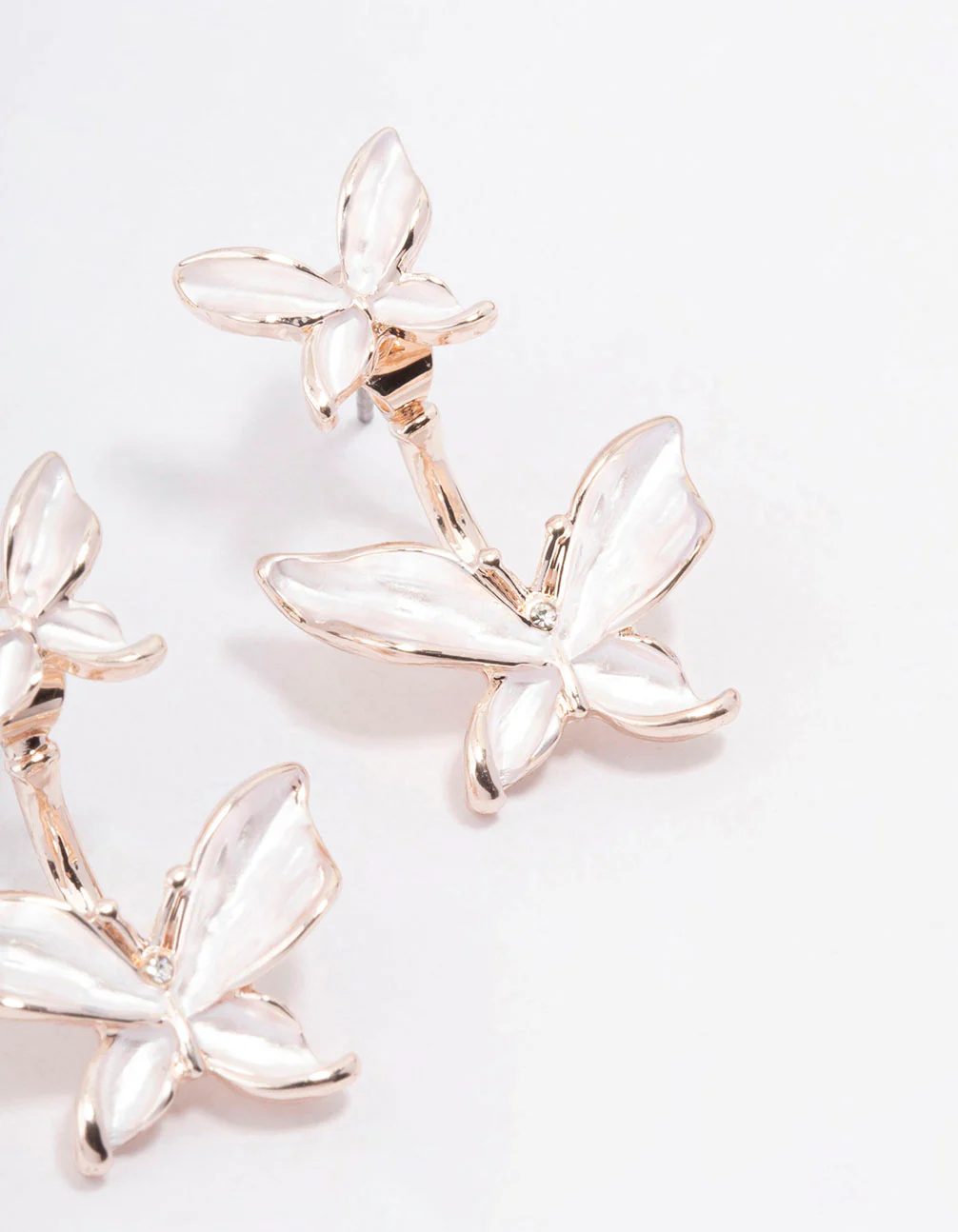 Rose Gold Butterfly Jacket Earrings - Image 3