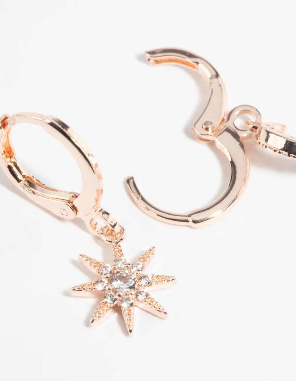 Rose Gold Diamante Celestial Huggie Hoop Earrings - Image 3