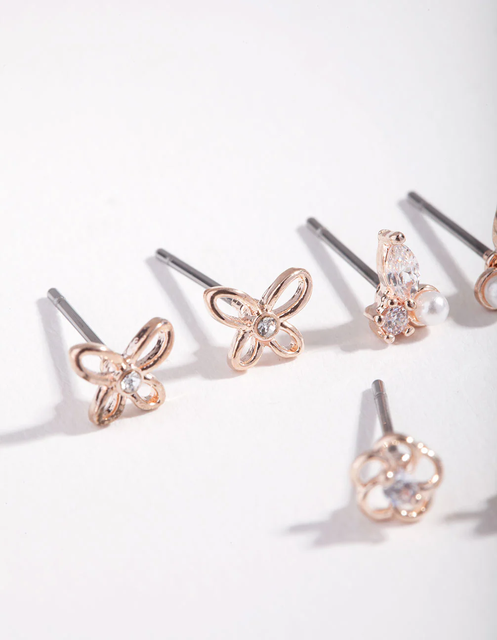 Rose Gold Flower & Pearl Micro Ear Stacker - Image 2