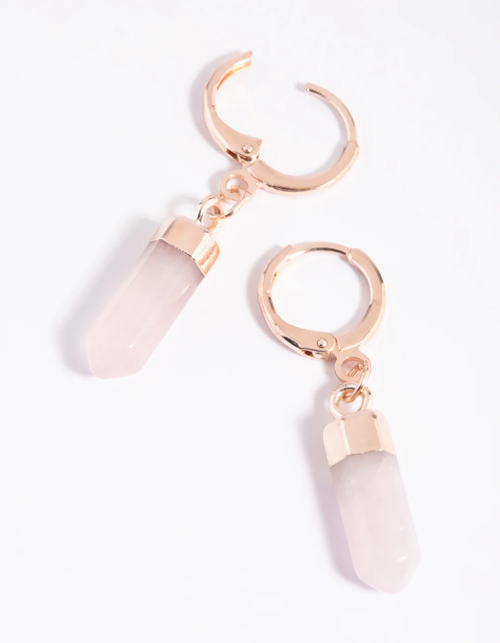 Rose Quartz Huggie Hoop Earrings - Image 3