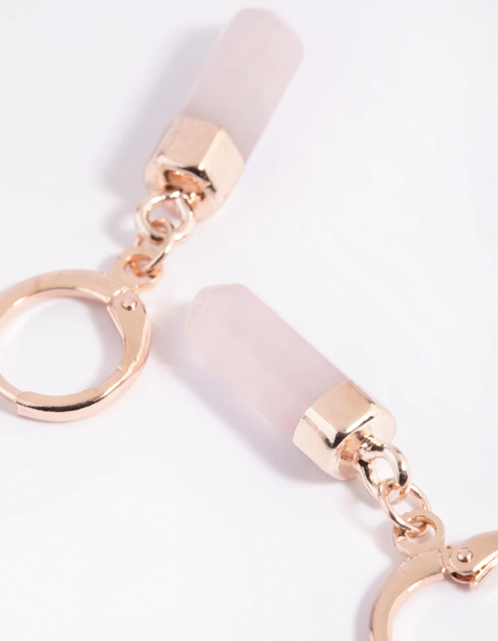Rose Quartz Huggie Hoop Earrings - Image 4