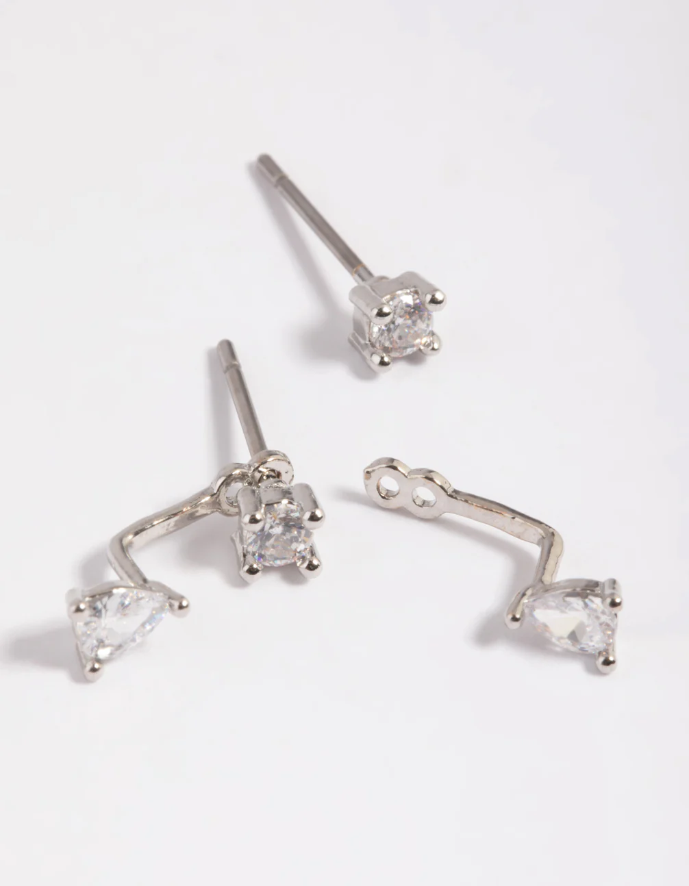 Silver Cubic Zirconia Teardrop Jacket Earrings - Image 3
