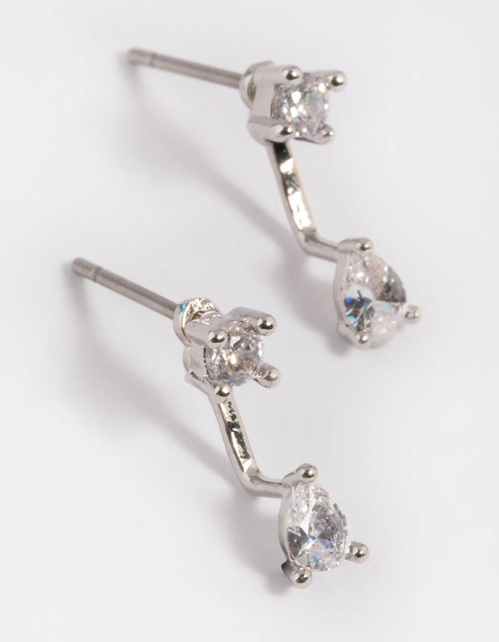 Silver Cubic Zirconia Teardrop Jacket Earrings - Image 4