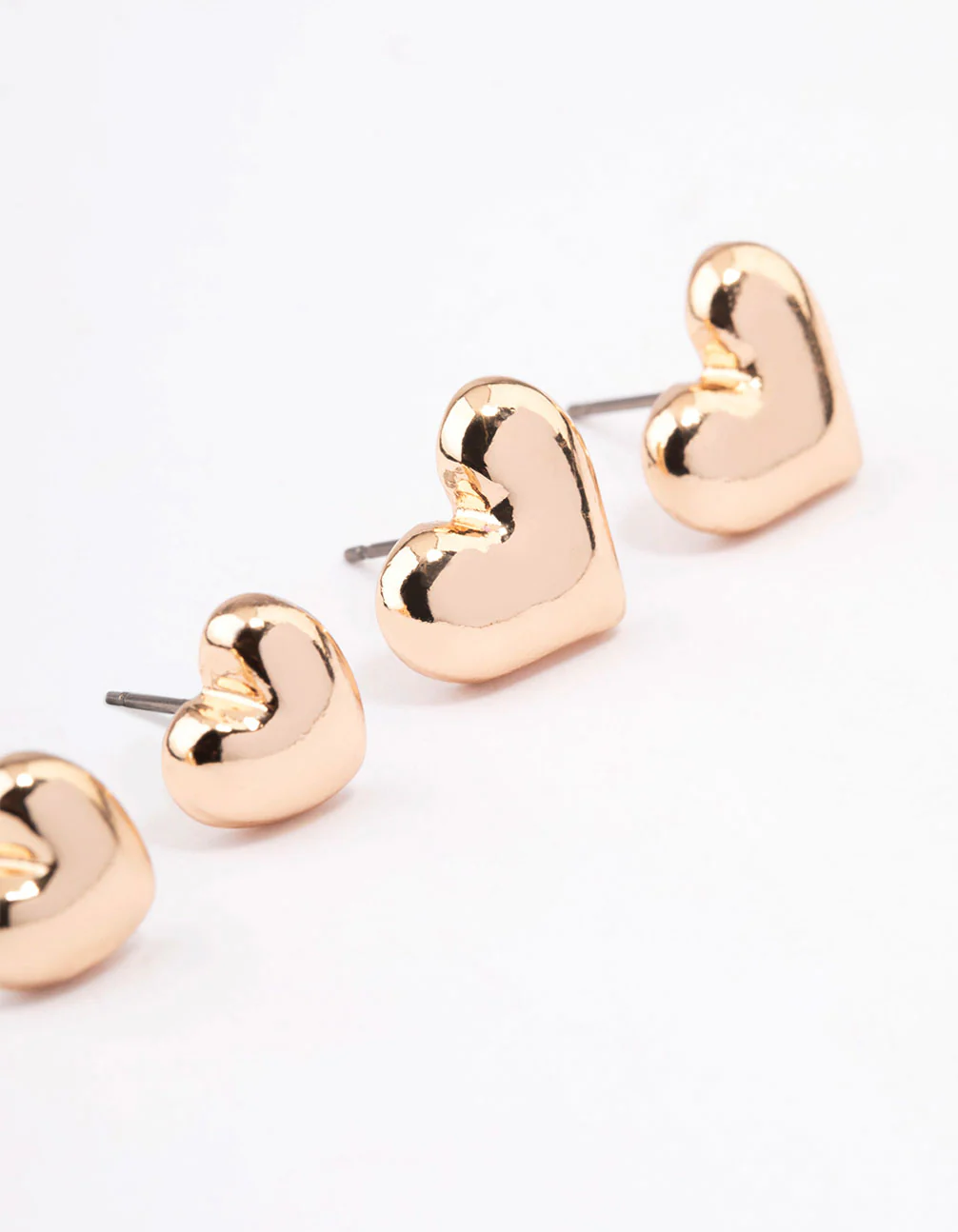 Gold Chunky Heart Stud Earring Pack - Image 2