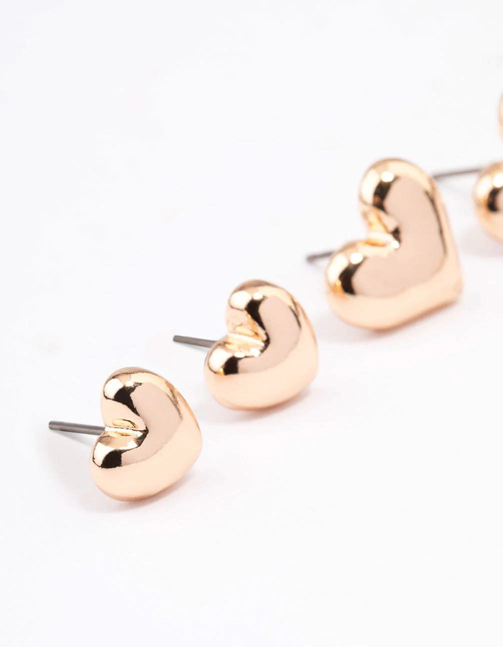 Gold Chunky Heart Stud Earring Pack - Image 3
