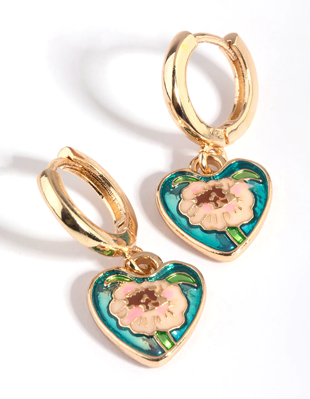 Blue Antique Charm Huggie Hoop Earrings - Image 2