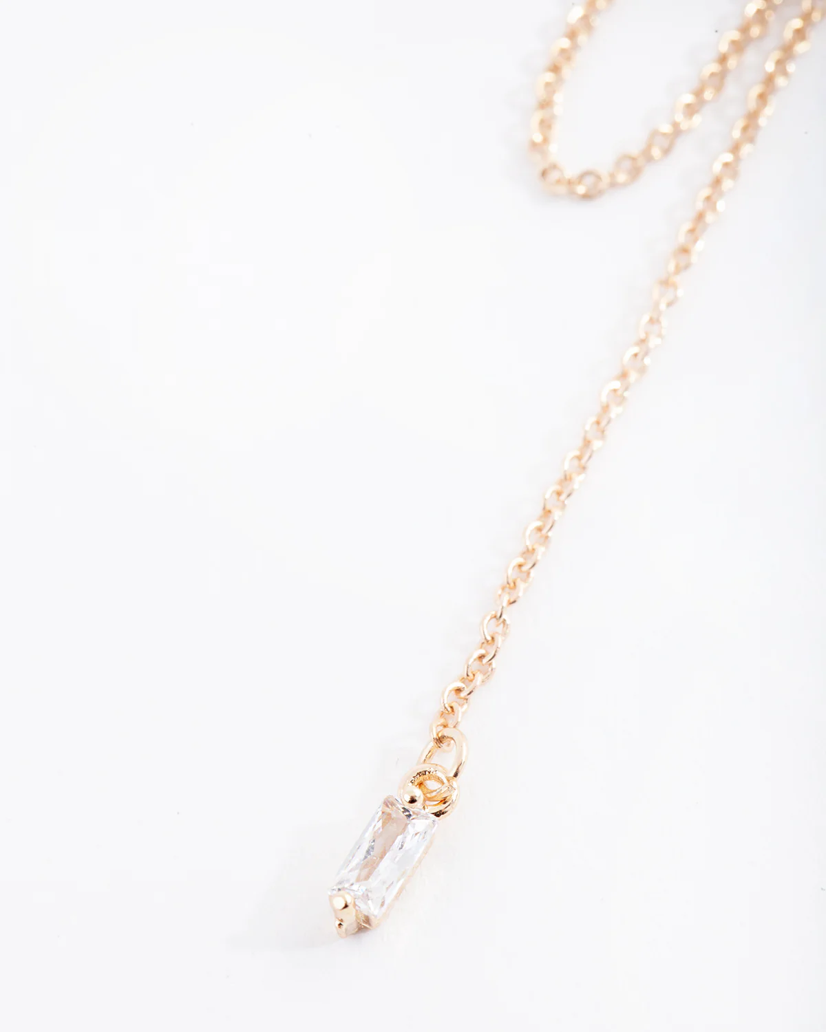 Gold Baguette Chain Drop Huggie Earrings - Image 4