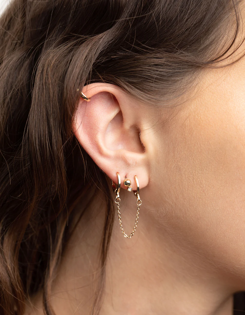 Gold Chain Huggie Hoop Earring 4-Pack - Image 2