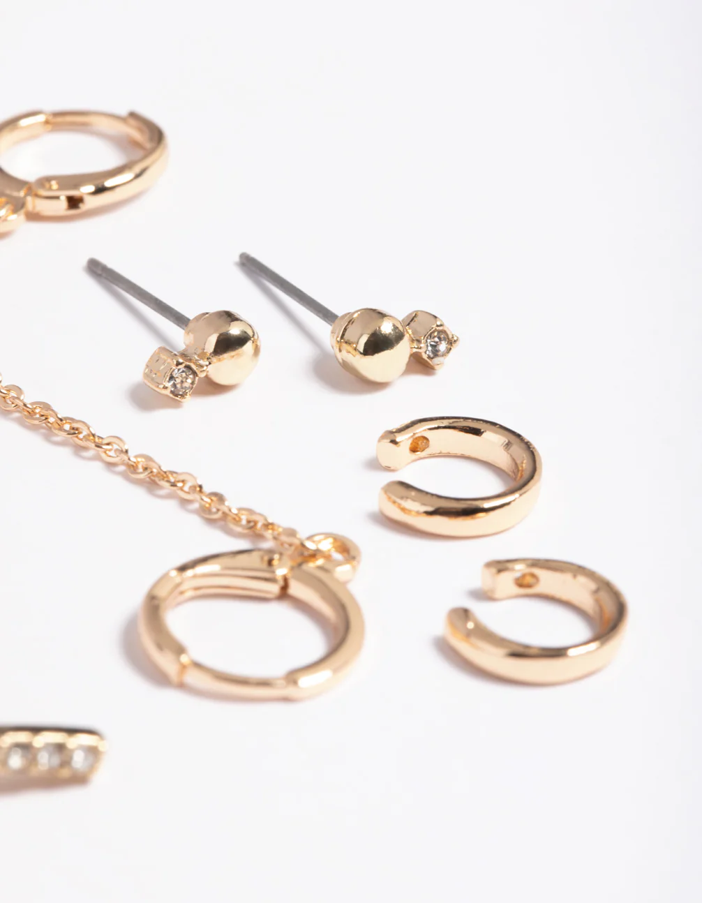 Gold Chain Huggie Hoop Earring 4-Pack - Image 3