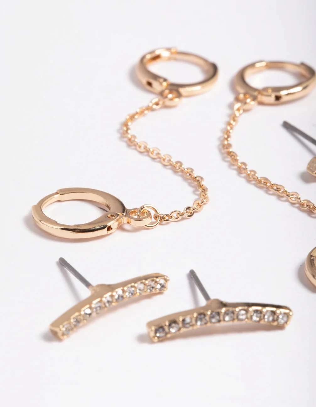 Gold Chain Huggie Hoop Earring 4-Pack - Image 4