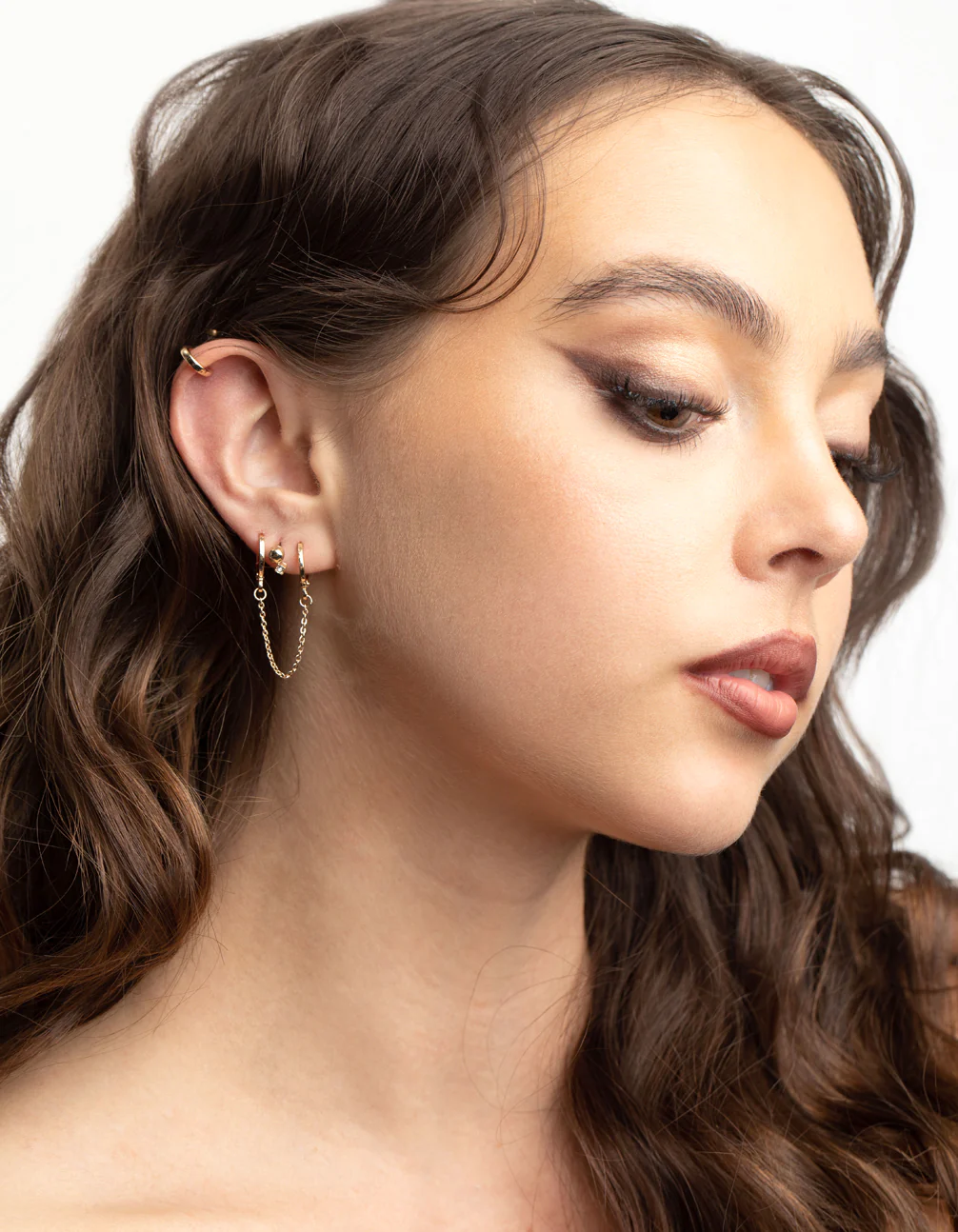 Gold Chain Huggie Hoop Earring 4-Pack - Image 5