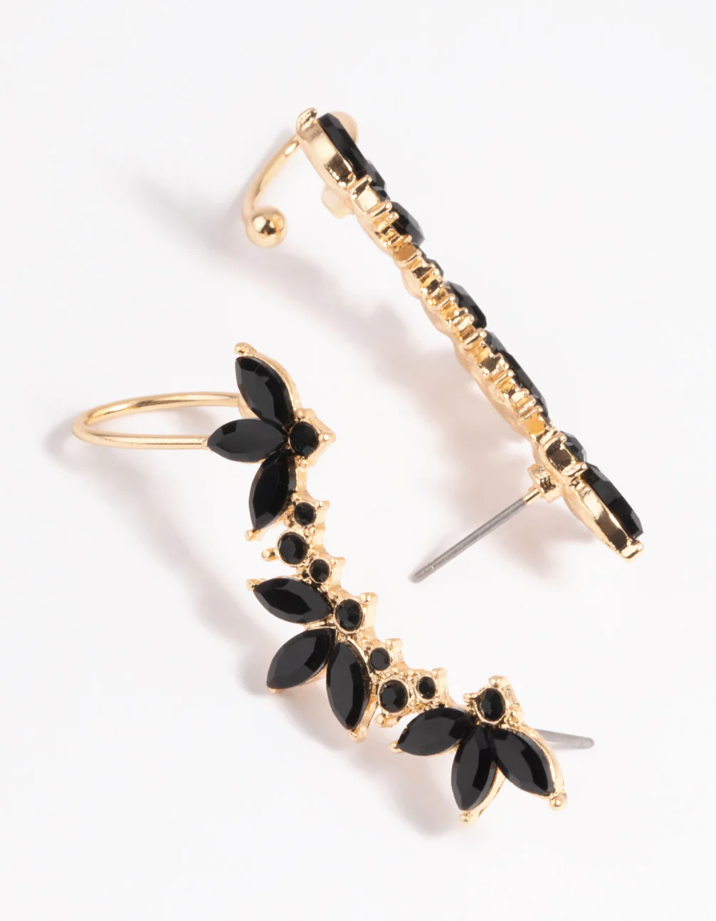 Black Diamante Leaf Ear Cuff - Image 3