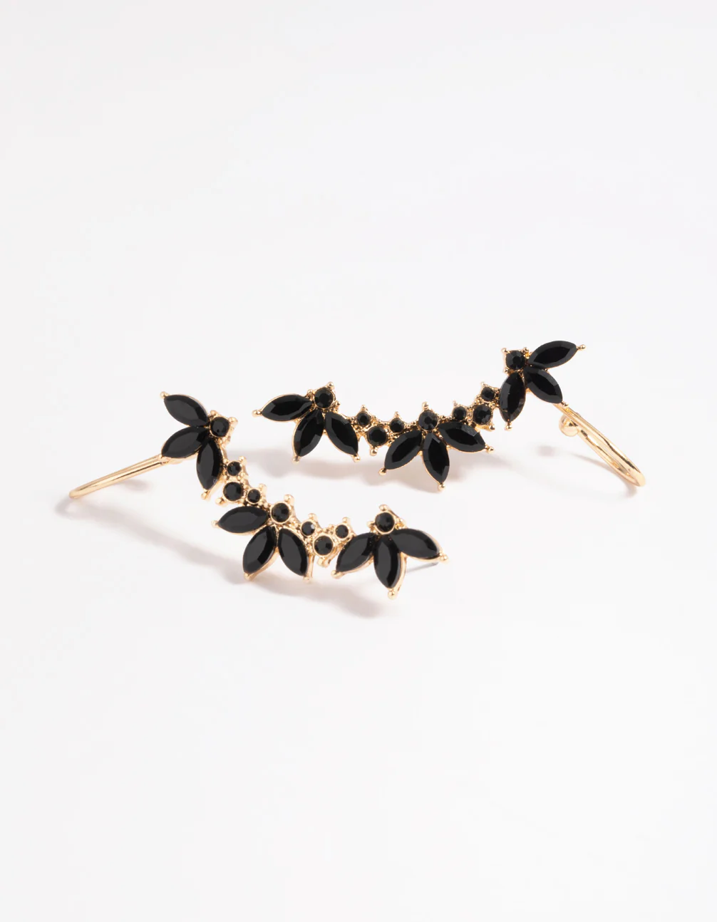 Black Diamante Leaf Ear Cuff - Image 4