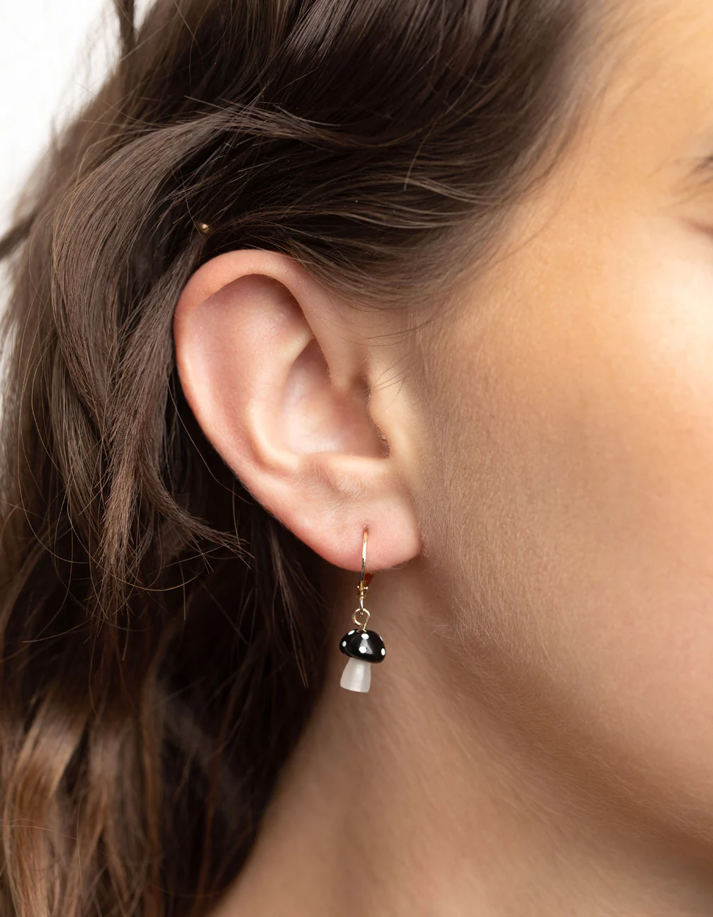 Gold Mini Mushroom Huggie Earrings - Image 2