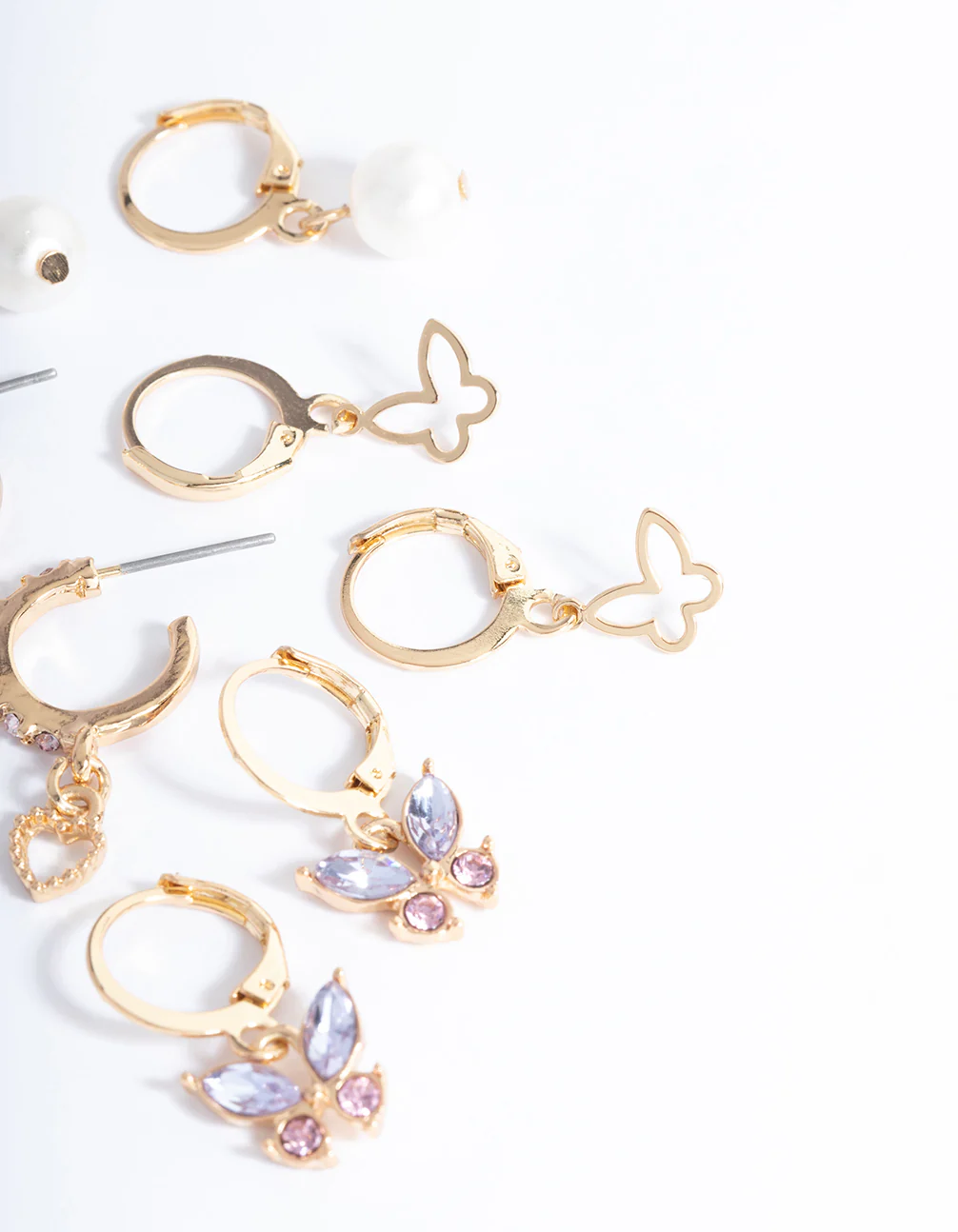 Gold Butterfly & Pearl Earrings 4-Pack - Image 3