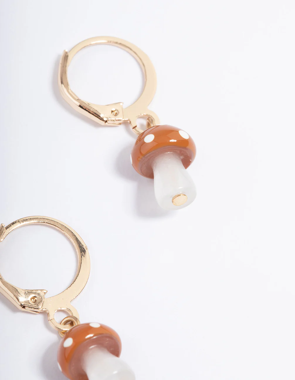 Brown Mini Mushroom Huggie Earrings - Image 4