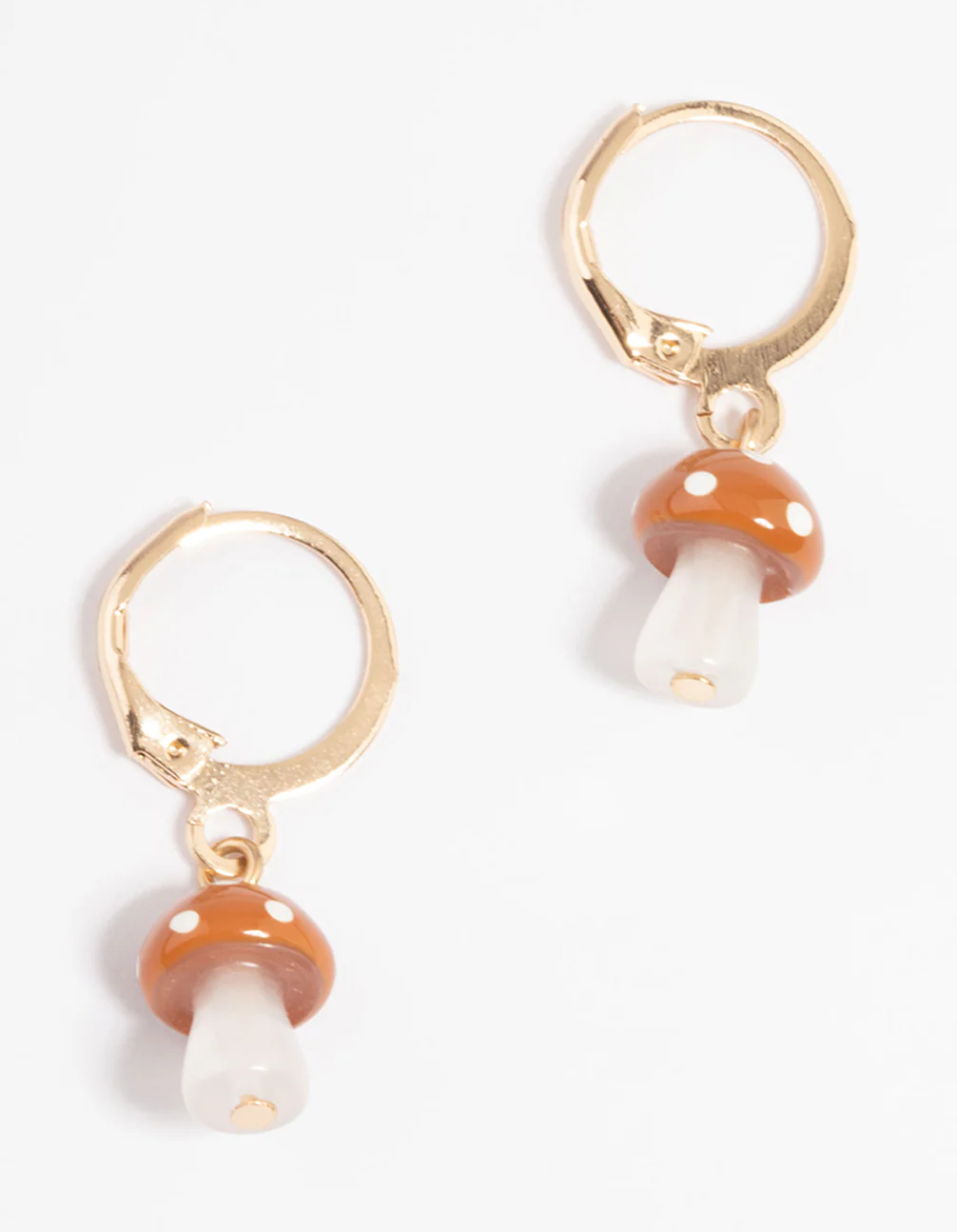 Brown Mini Mushroom Huggie Earrings - Image 5