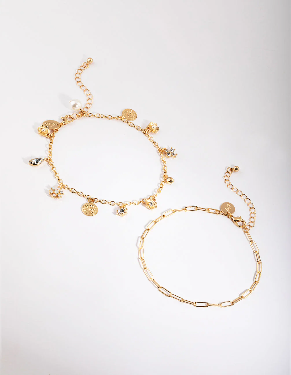 Gold Charm & Chain Anklet Set - Image 2