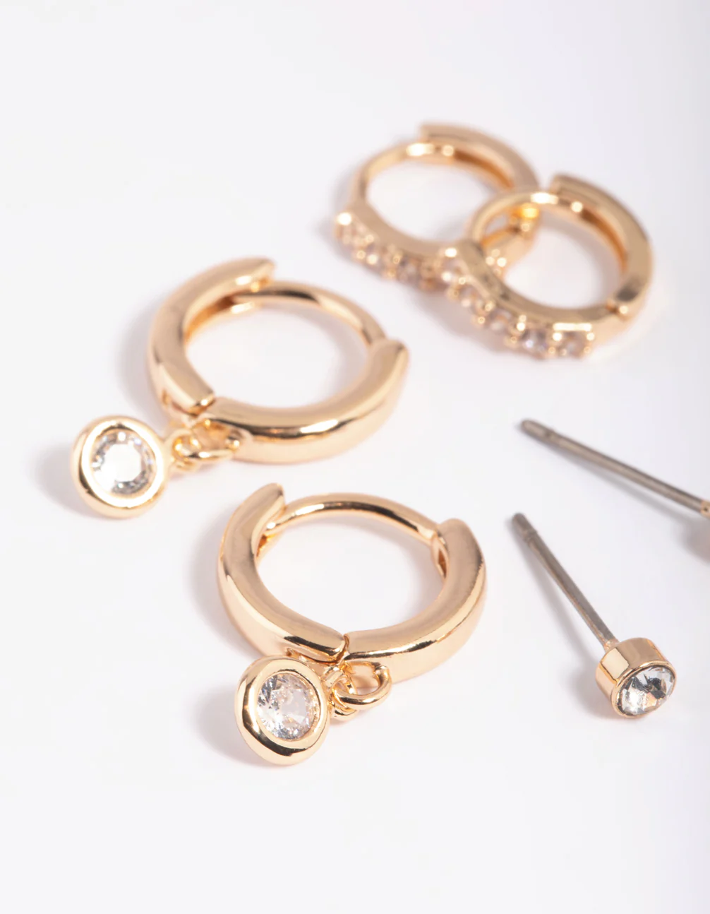 Gold Clear Stud & Huggie Earring Stack Pack - Image 3