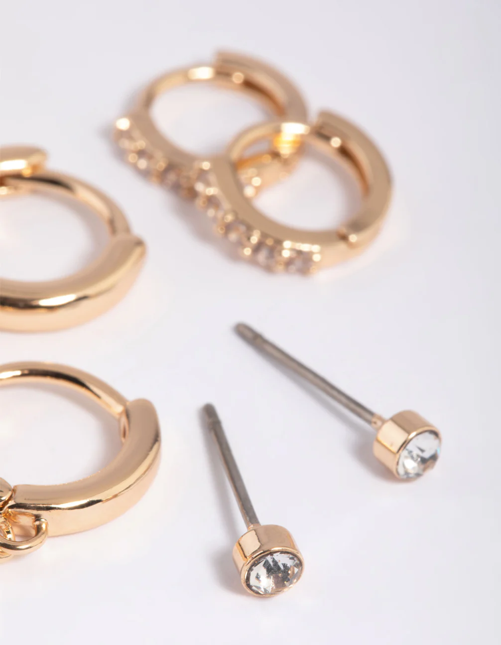 Gold Clear Stud & Huggie Earring Stack Pack - Image 4