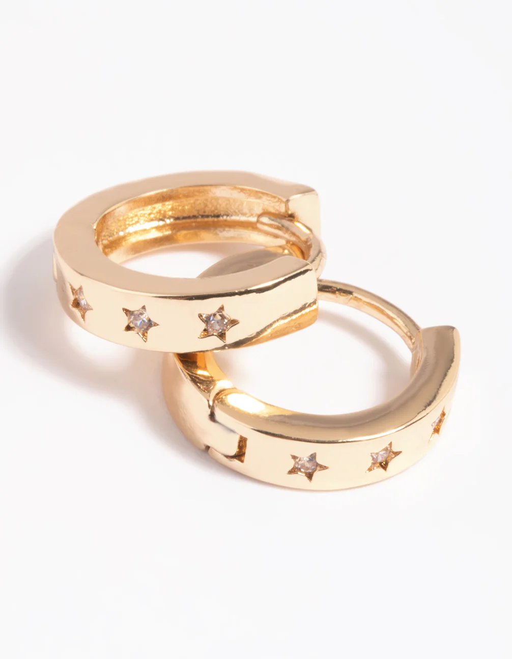 Gold Celestial Huggie Hoop Earrings - Image 4