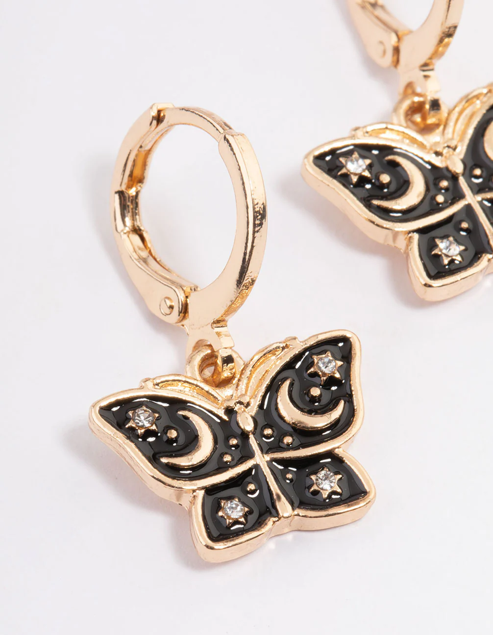 Gold Celestial Butterfly Huggie Earrings - Image 2