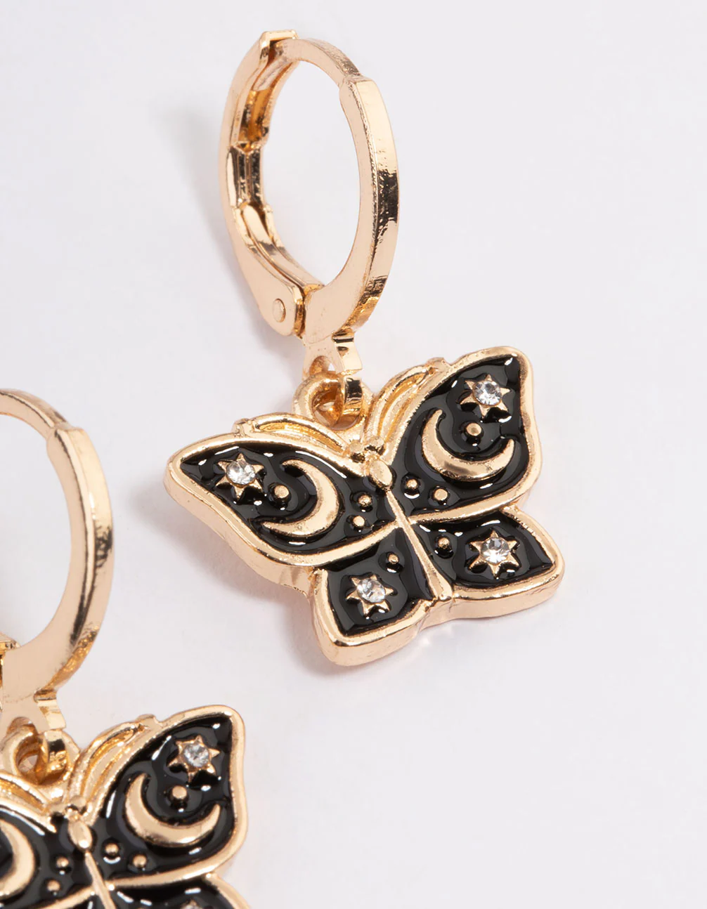Gold Celestial Butterfly Huggie Earrings - Image 3