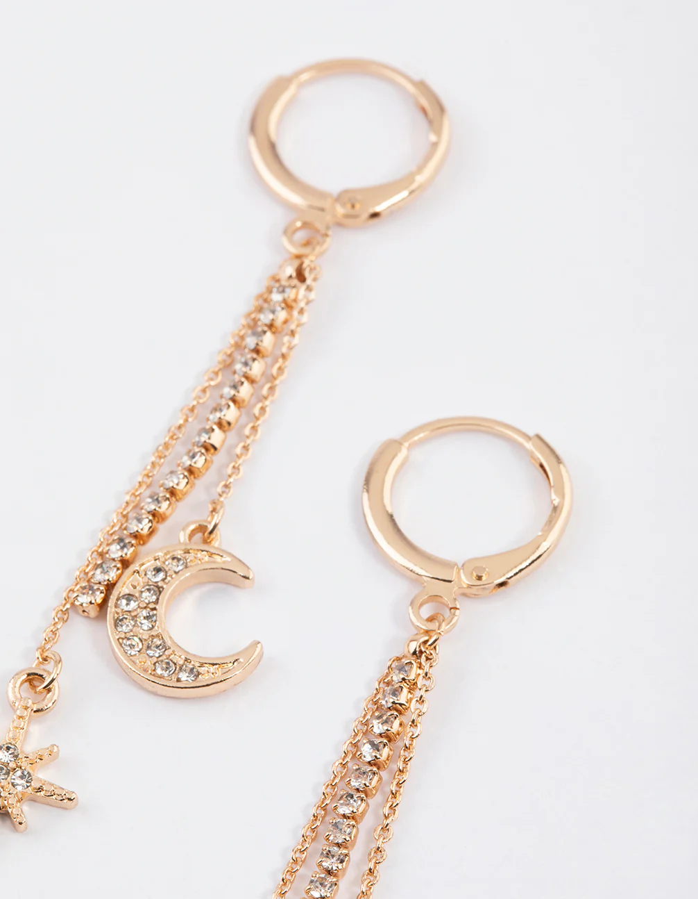 Gold Celestial Cup Chain Drop Earrings - Image 2