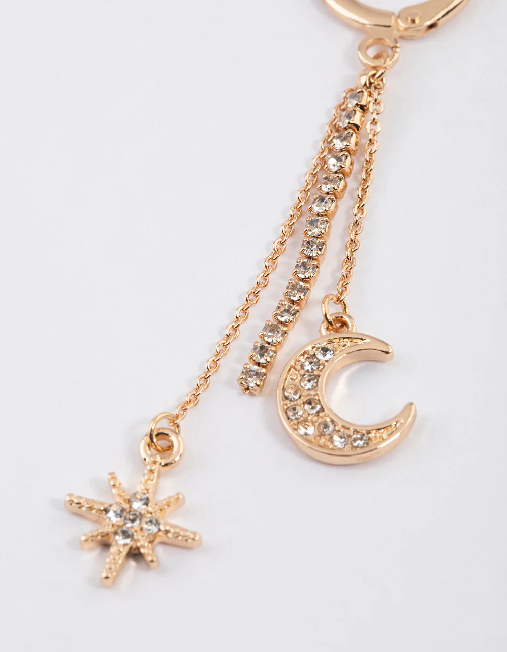 Gold Celestial Cup Chain Drop Earrings - Image 3