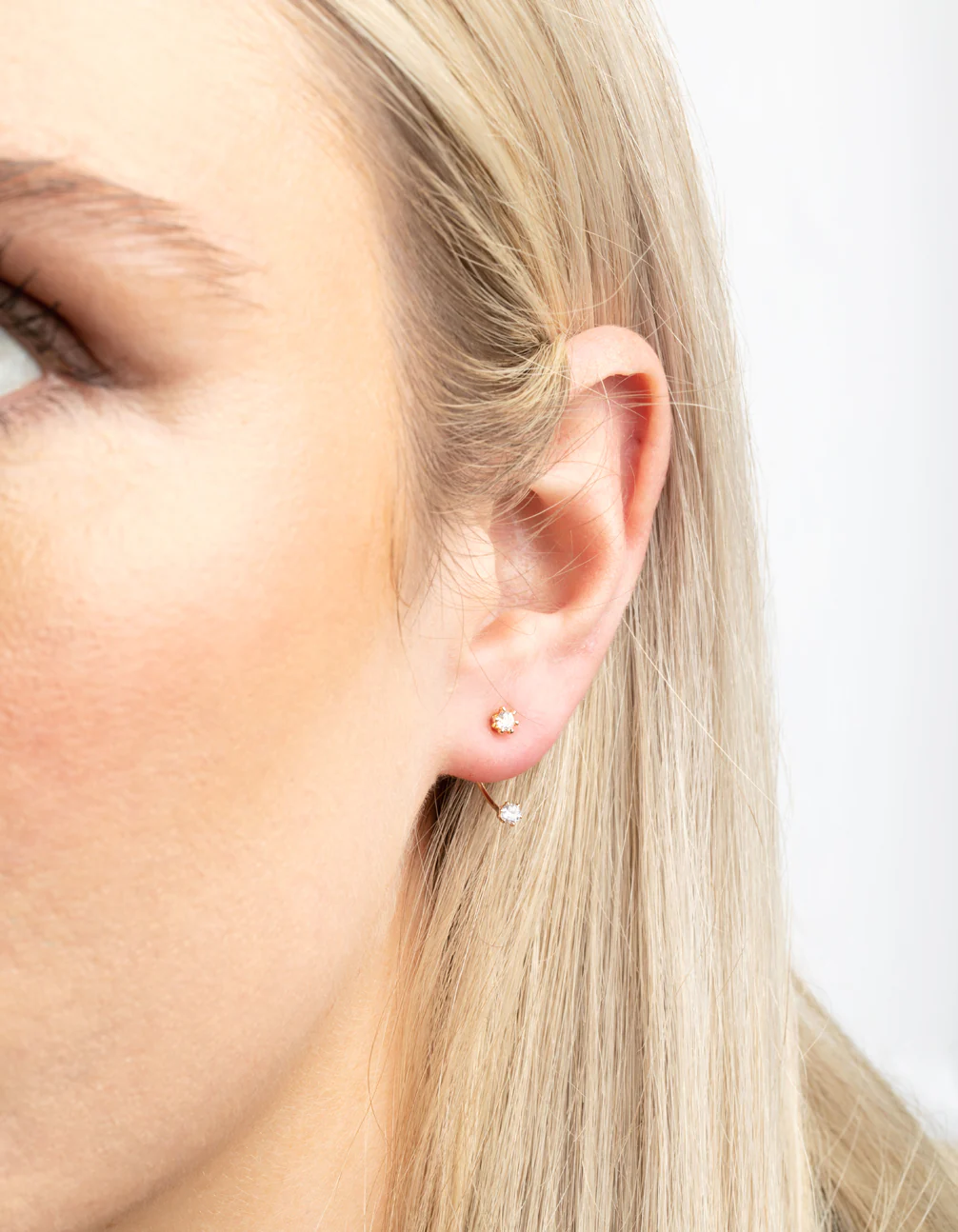 Gold Cubic Zirconia Jacket Earrings - Image 2