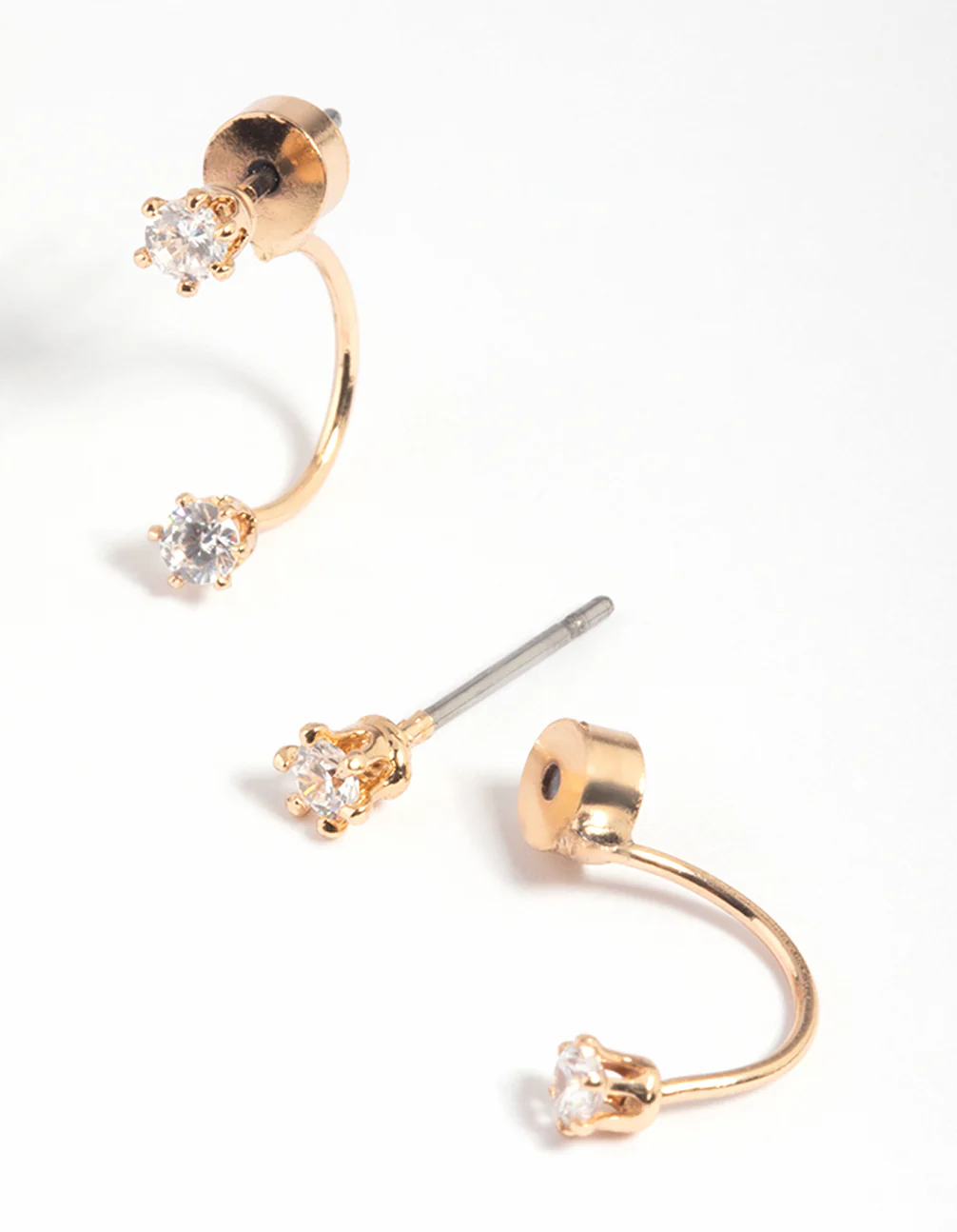 Gold Cubic Zirconia Jacket Earrings - Image 3