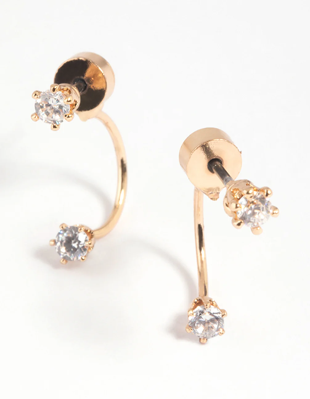Gold Cubic Zirconia Jacket Earrings - Image 4