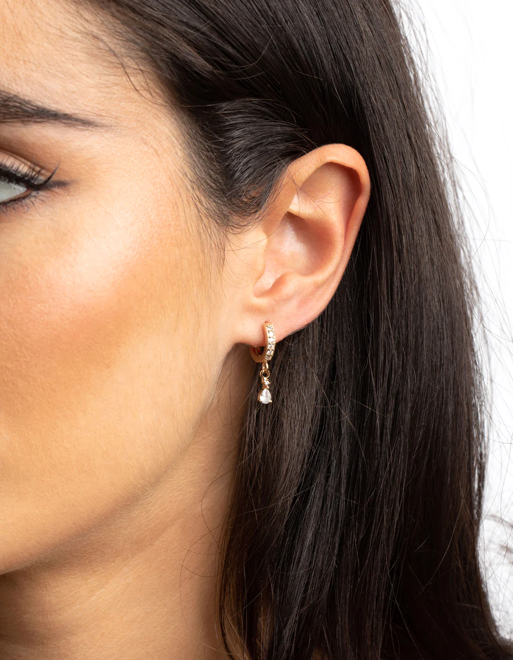 Gold Star Earrings with Cubic Zirconia - Image 2