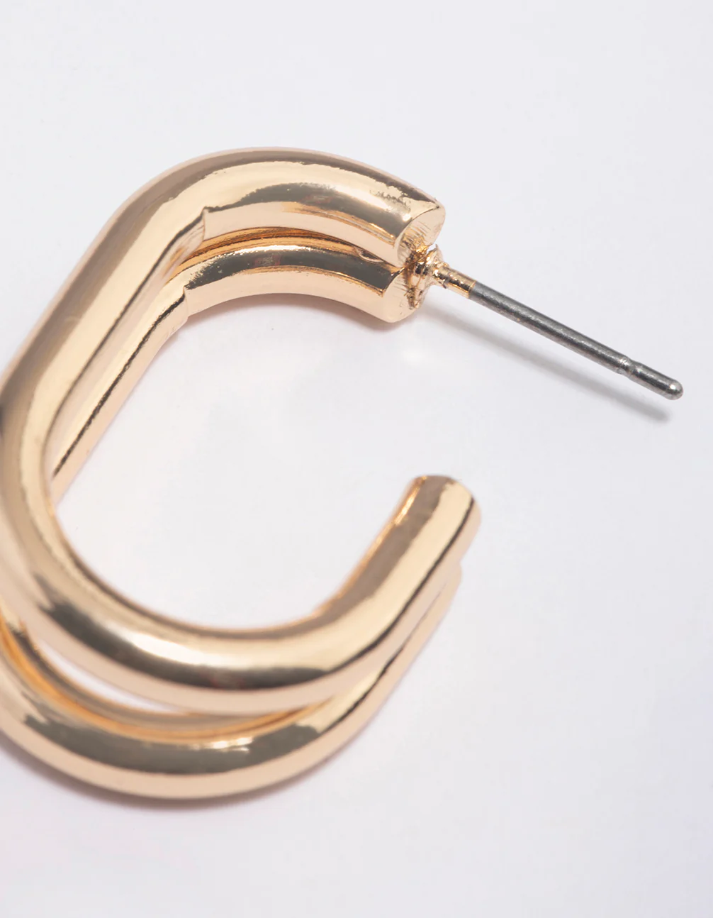Gold Double Row Oval Hoop Earrings - Image 2