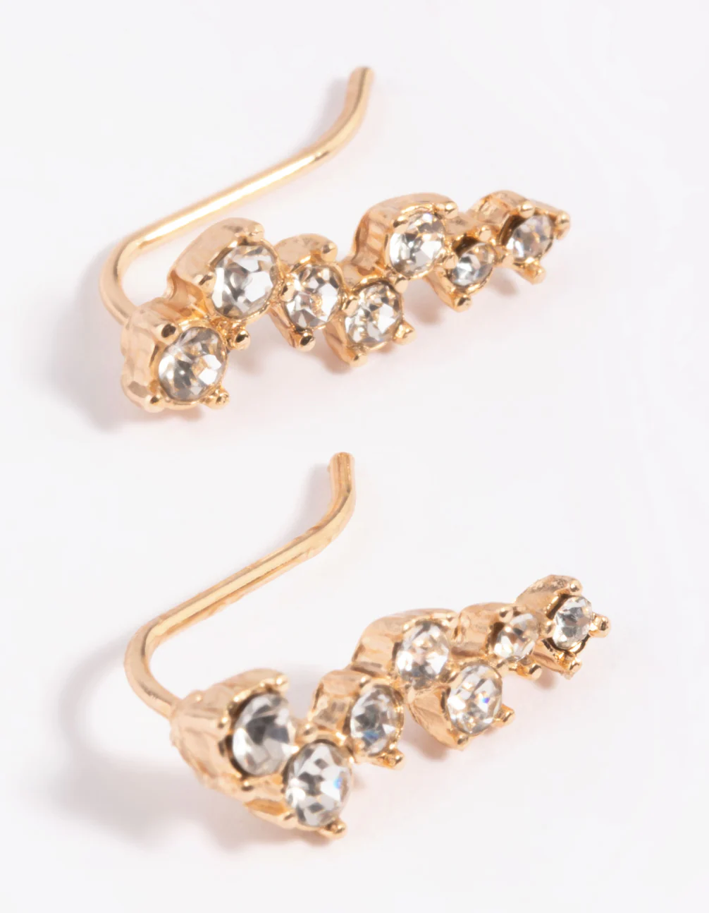 Gold Diamante Crawler Jacket Earrings - Image 3