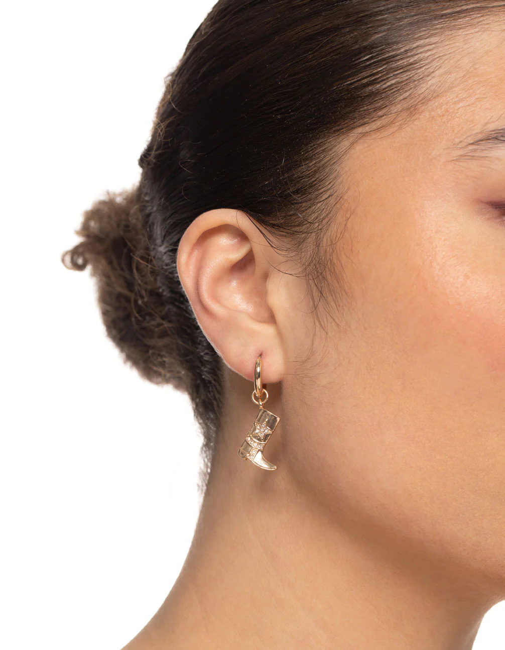 Gold Diamante Cowboy Boot Earrings - Image 2