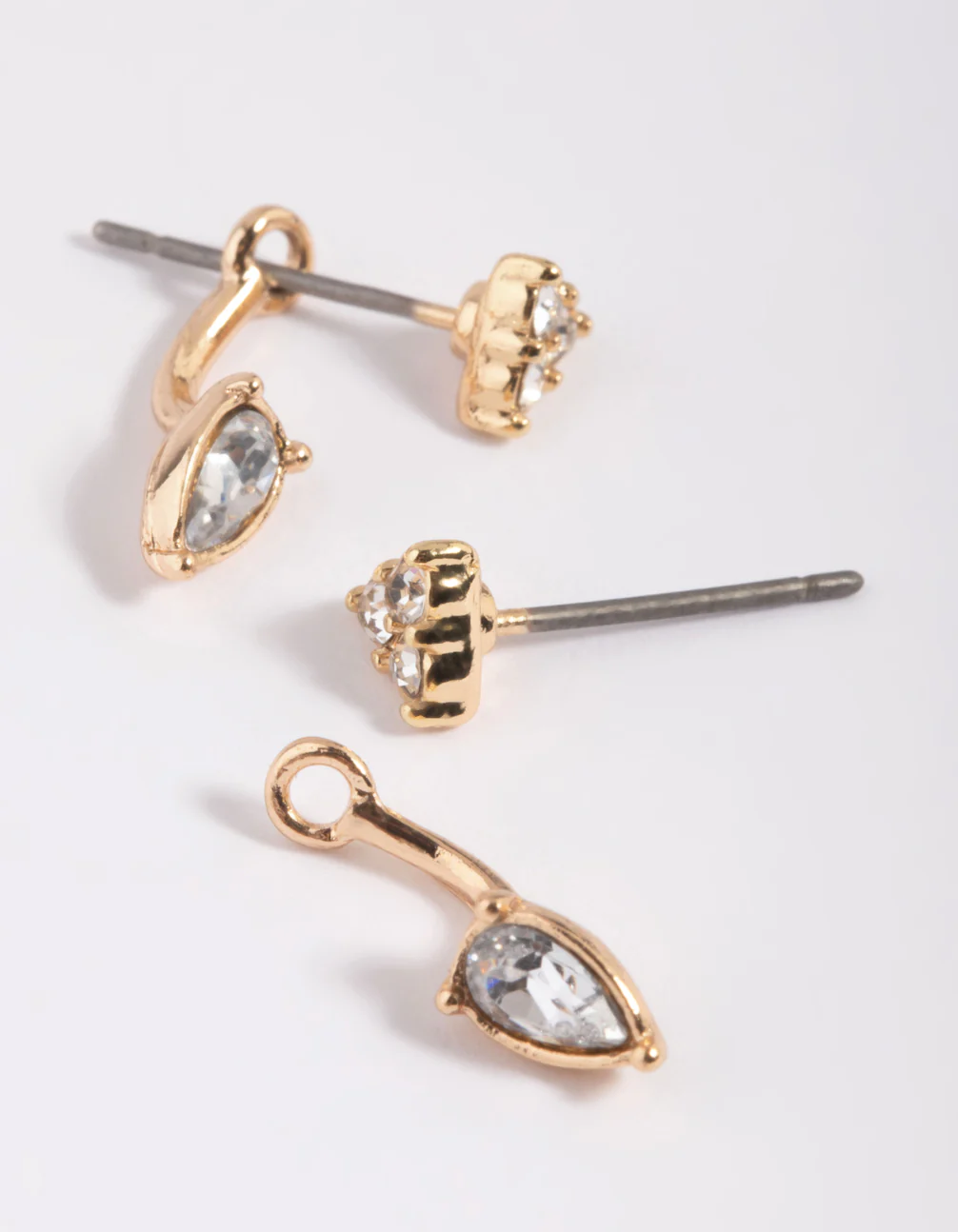 Gold Diamante Jacket Earrings - Image 3