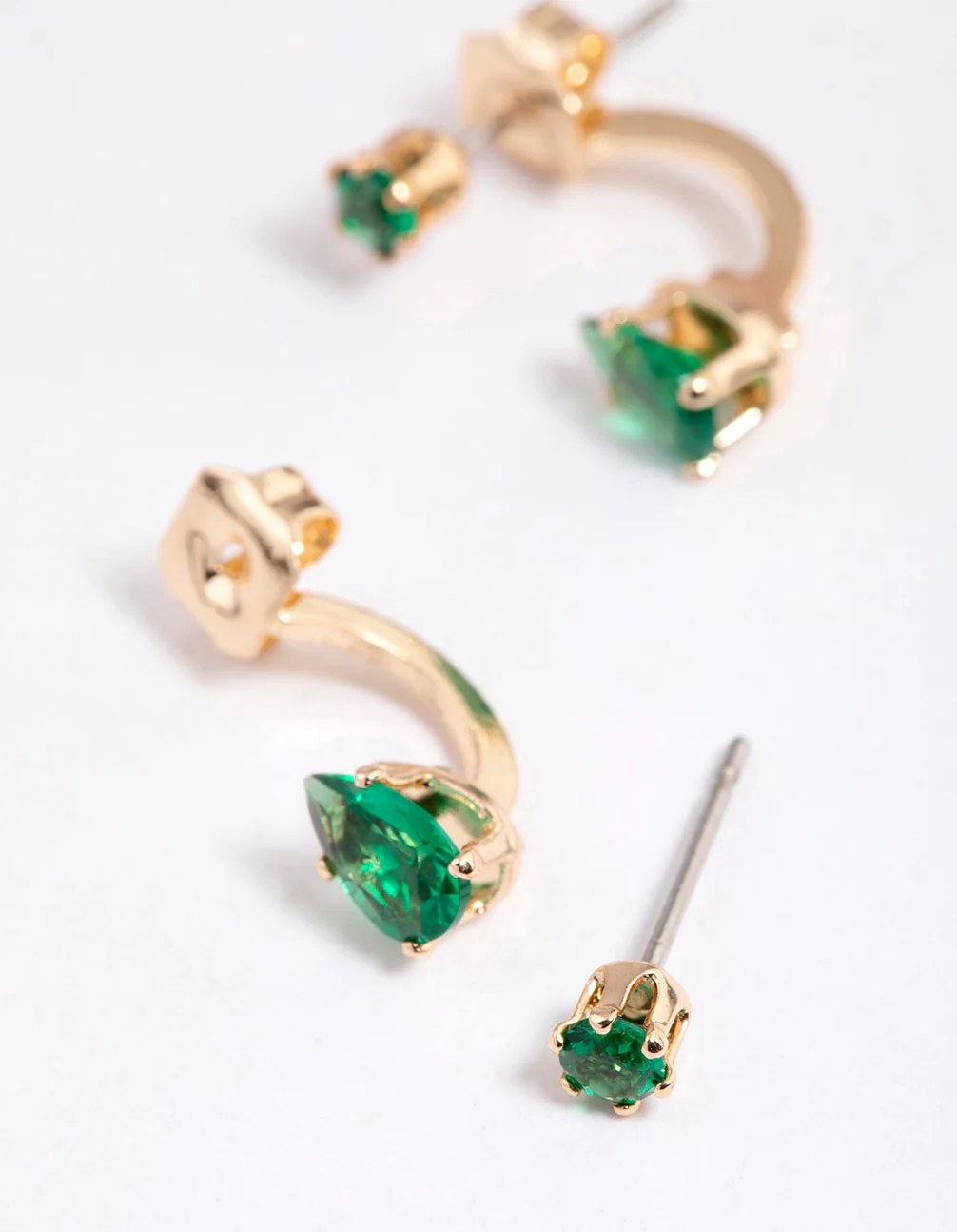 Gold Diamante Pear Ear Jacket Earrings - Image 3