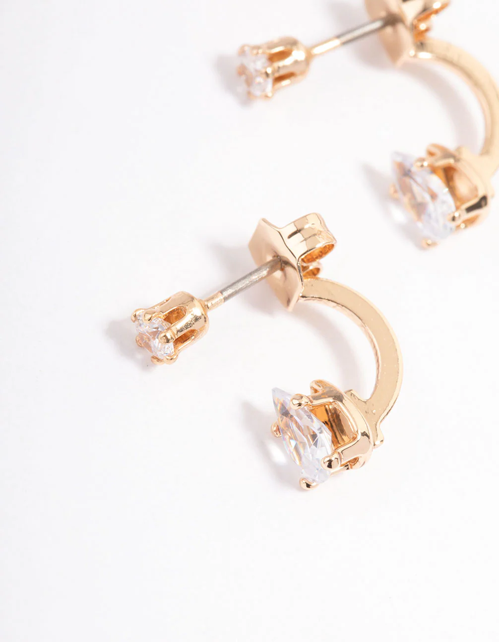 Gold Diamante Pear Ear Jacket Earring - Image 2