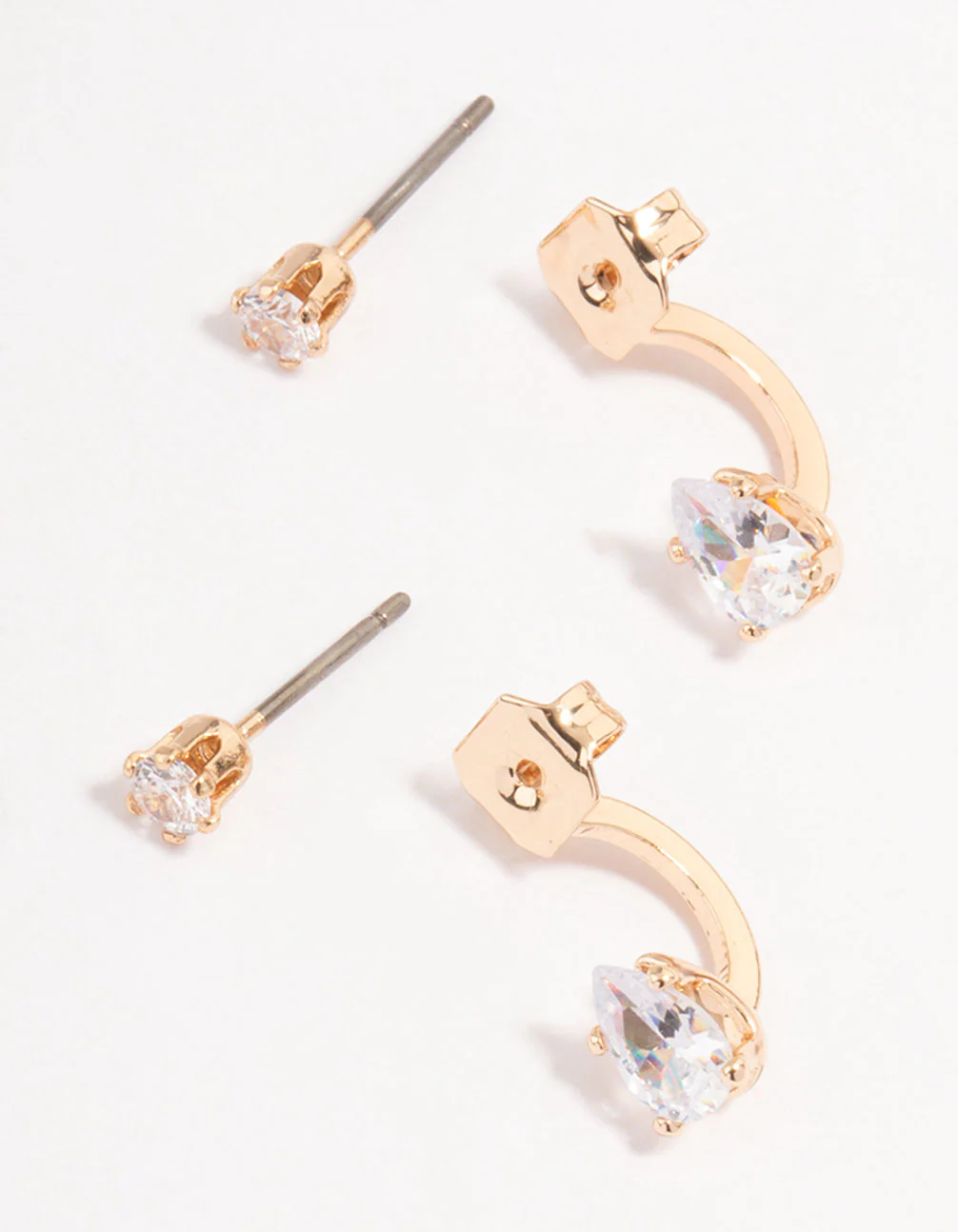 Gold Diamante Pear Ear Jacket Earring - Image 3