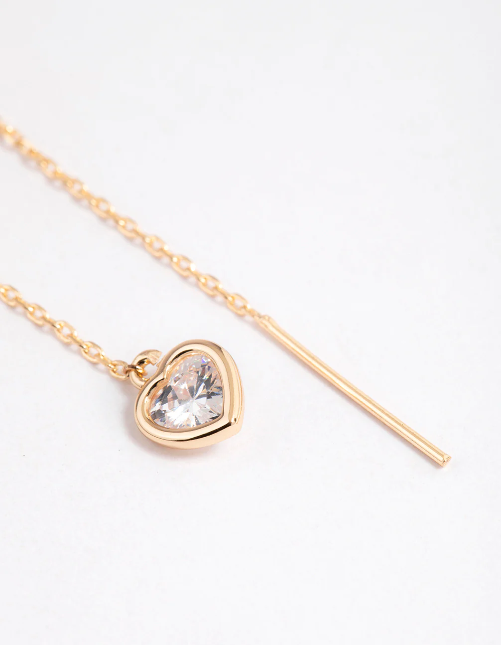 Gold Fan Heart Pendant Threader Earrings - Image 3