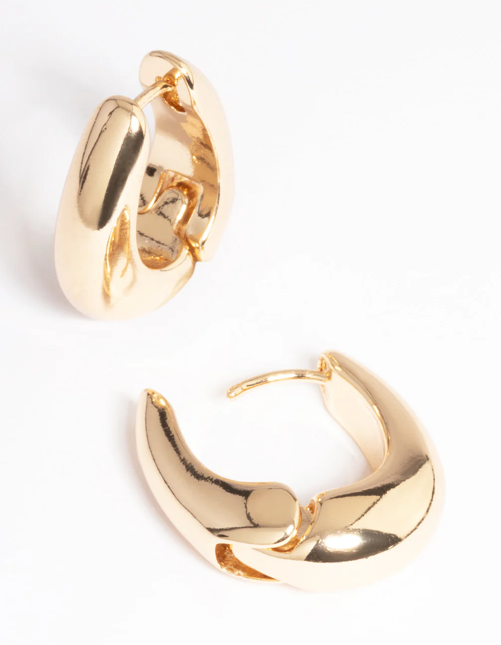 Gold Gradual Chunky Oval Huggie Earrings - Image 3