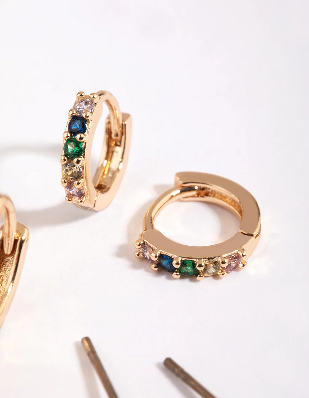 Green Stud & Huggie Hoop Earring Stack Pack - Image 6
