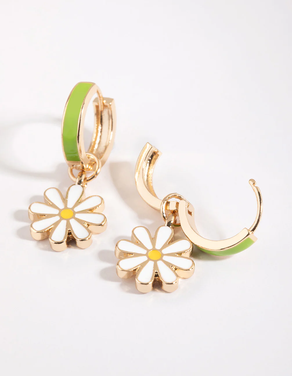 Lime Daisy Huggie Hoop Earrings - Image 3