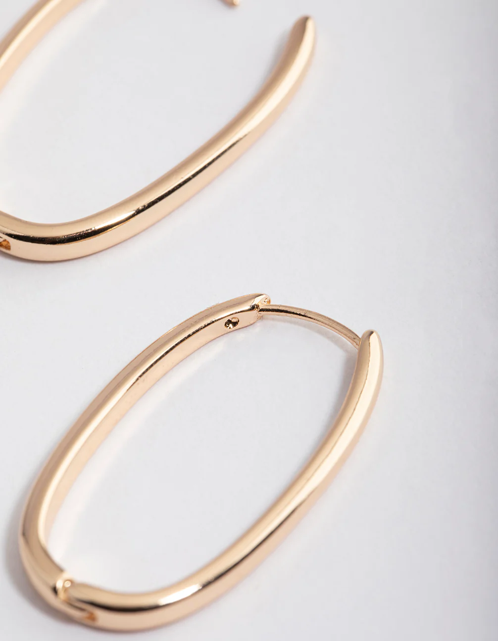 Gold Long Skinny Oval Hoop Earrings - Image 2