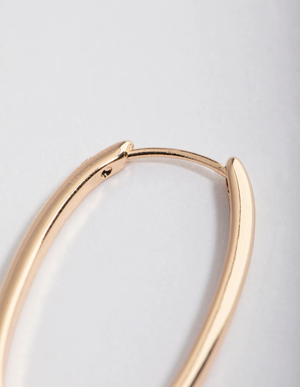 Gold Long Skinny Oval Hoop Earrings - Image 3