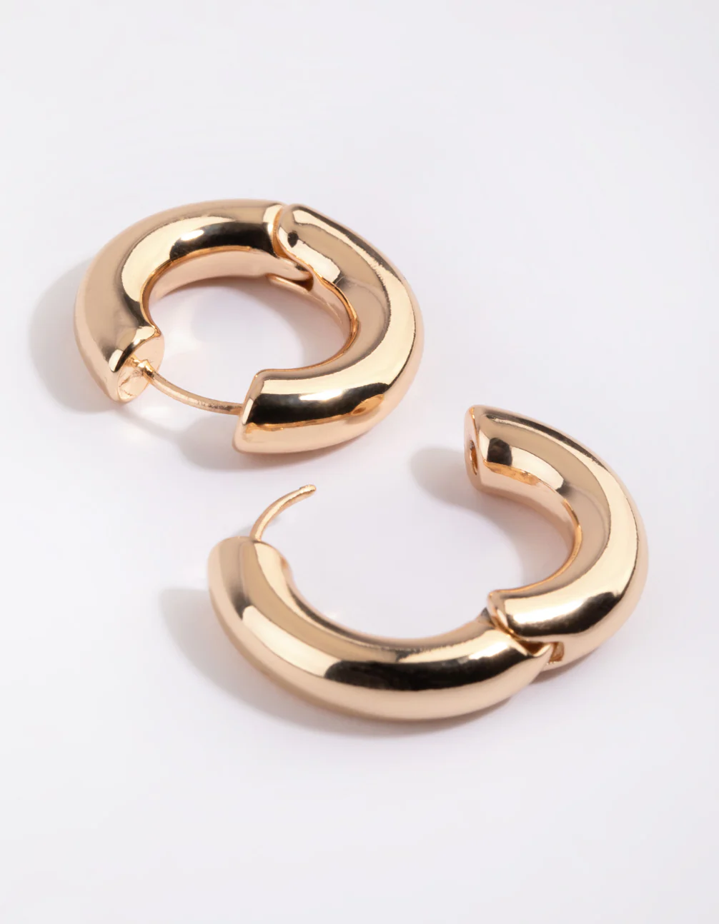 Gold Chunky Huggie Hoop Earrings - Image 3